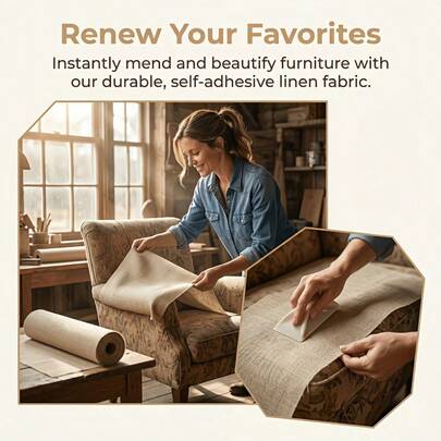 1pc Natural Linen Texture Self-Adhesive Furniture Repair Patch, Multi-Size DIY Home Renovation Accessory, Flexible Cutting Design Suitable For Daily Home Renovation, Widely Used On Sofa, Dining Chair And Cabinet Surface, Strong Adhesive Decorative Sticker, Quality Home Decor And Thoughtful Mother's Day Gift