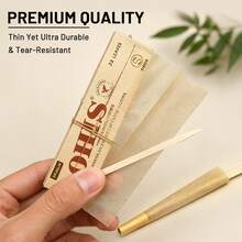 OHIS 新款手工捲紙附濾桿與捲紙頭，24本共768張，每本32張紙+32個捲紙頭，44*108mm 未漂白木漿，平滑慢燃，可媲美 RAW 與 OCB，便攜式，送男友的理想節日禮物 - 棕色 - 查看 3