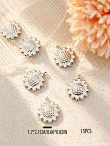 Bộ 15/20 chiếc mặt dây chuyền hình hoa và sao bằng thép không gỉ màu bạc sáng bóng đơn giản - Mặt dây chuyền trang sức tự làm thời trang. - Bạc - Xem 8