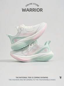WARRIOR 1双女士系带运动鞋，时尚百搭舒适休闲户外跑步鞋 - 白綠粉紅色 - 查看 5