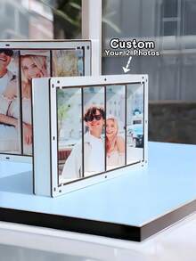 1pc Personalized Wood Frame, Custom 2 Photos Frame,Custom Wooden Frame,Custom Picture Frame With 3D Visual Misalignment,Personalized Home Decor Any Occasion,Wedding Favor,Father's Day, Special Occasions - Multicolor - View 1