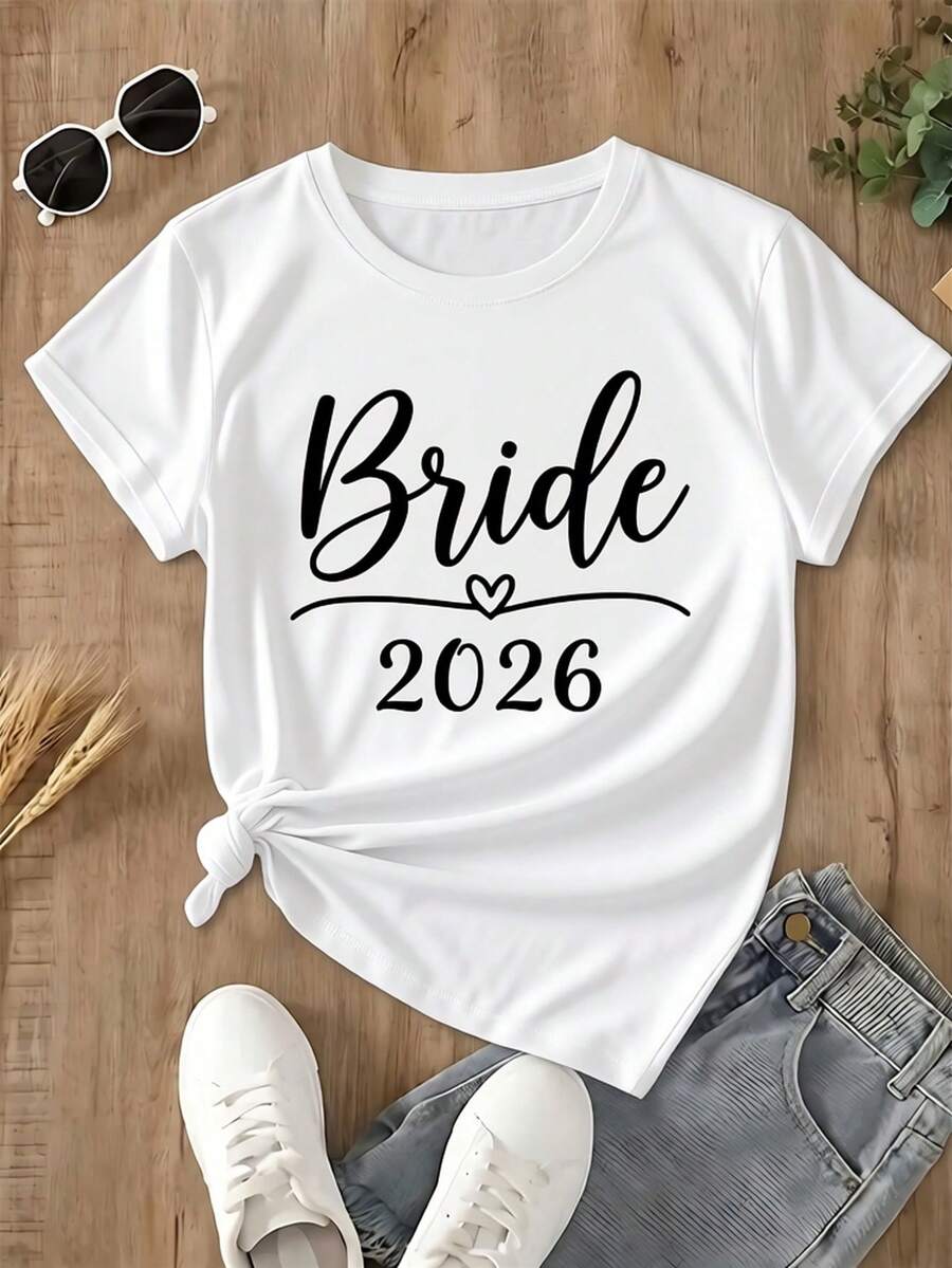 2026 Women's Short-Sleeved Shirt For Brides, Loose And Comfortable - White - View 1