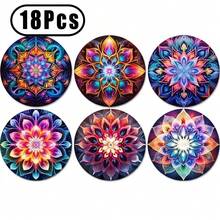 Set de 6 posavasos de madera con diseño de mandala colorido - 10*10cm, adecuados para café, té y bebidas - perfectos para proteger las superficies de las mesas, decoración del hogar, dormitorio, oficina, comedor, cocina, regalo de inauguración de casa, decoración de boda, regalo de cumpleaños, decoración de mesa, set de posavasos, posavasos para bebidas, posavasos para el hogar, disponible en 1 set, 2 sets o 3 sets - Multicolor - Ver 11
