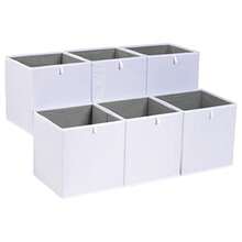 Basics Contenedores de almacenamiento plegables cubos organizadores para estantes paquete de 6 - Blanco - Ver 8