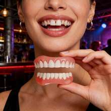 Carillas dentales blancas ajustables y cómodas, carillas decorativas para dientes superiores e inferiores, crean una sonrisa blanca profesional, regalo atento para los padres - Ver 1