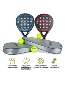 Hikeo 2 Padel Rackets With Covers, Balls And Grips. Carbon Fiber Rackets - Multicolor - View 2