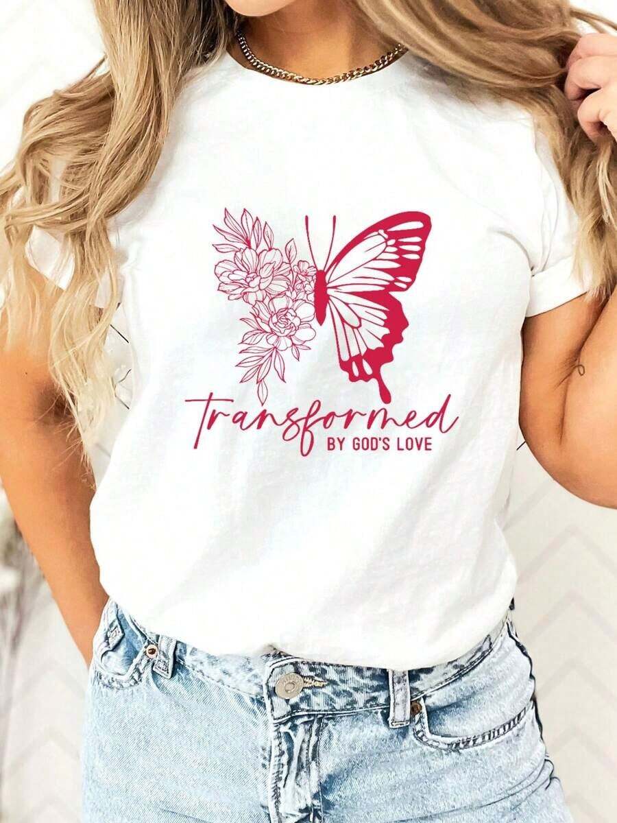 Camiseta estampada para mujer con diseños divertidos, una camiseta de manga corta con cuello redondo para mujer, perfecta para usar en primavera y verano. Ideal para senderismo y actividades al aire libre, una camiseta esencial para acampar. - Blanco - Ver 1