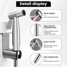 Vòi xịt vệ sinh bằng thép không gỉ, bộ vòi xịt cầm tay áp lực cao có điều chỉnh, bao gồm dây dẫn, giá đỡ và van chữ T, phù hợp để vệ sinh cá nhân và làm sạch thú cưng - súng phun sơn - Xem 7