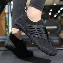 1 đôi giày lội nước ngoài trời unisex, giày đi biển bằng lưới thoáng khí, chống trượt. - Đầy đủ màu đen - Xem 6