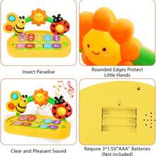 Baby Musical Piano Keyboard Toy With Lights & Sounds, Educational Learning Music Toy For Toddlers, Interactive Early Development Gift To Improve Motor & Cognitive Skills - 彩色 - 查看 10