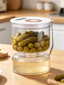 1pc Pickle Jar, Fermentation Container With Strainer And Flip Lid - Leak-Proof Seal For Pickling Cucumbers, Olives, Onions, Carrots - Reusable Kitchen Storage And Meal Prep, Food Container, Stylish Kitchenware - View 4