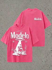 Plus Size Tops, Changes Modelo Cowboy Rope Print T-Shirt, Casual, Heavy Cotton, Summer, Unisex, Free Shipping - 紅色2 - 查看 17