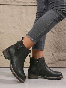 Low Heel Chelsea Ankle Boots For Women Side Zip Short Booties - 黑色 - 查看 2