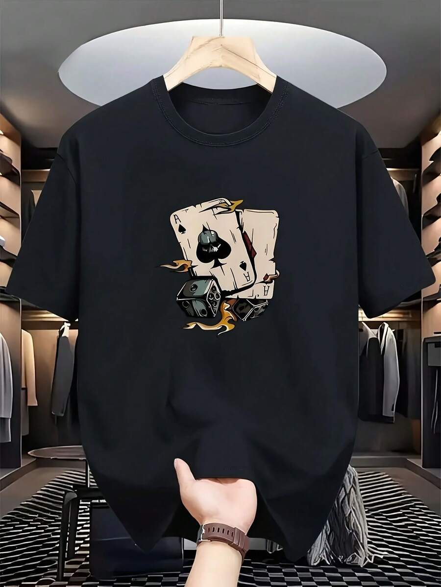 Camiseta estampada de moda para hombres - Negro - Ver 1