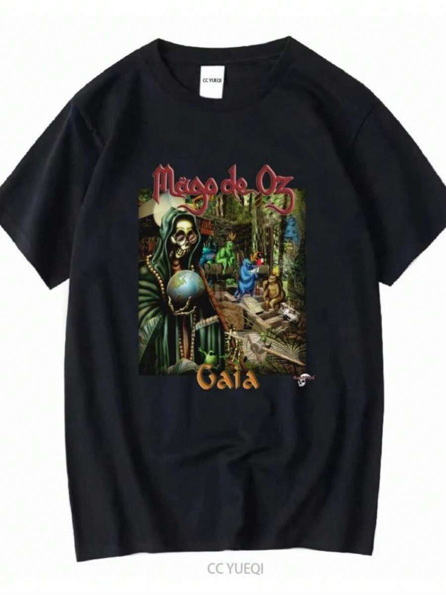 Blouses For Women Vintage Mago De Oz Gaia Black Metal Music Punk Band Spanish Folk Tour T Shirt Long Or Short Sleeves Vintage Washed Graphic Soft - 黑色 - 查看 1