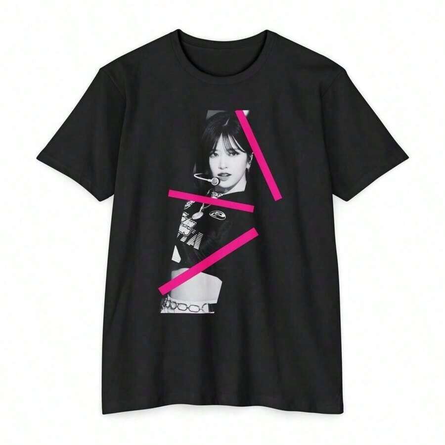 Yujin Shirt | BRESCA | Accendio | Baddie | Soy | Gift | Art | K-Pop | Unisex | T-Shirts | Bias | Artistic | Casual | Style | Beautiful | Exquisite Design | Loose And Comfortable | Easy To Match - 黑色 - 查看 1
