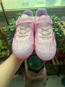 Kids' Football Shoes - Shock-Absorbing & Breathable, Comfortable & Durable, Always Ready For Match - Hook And Loop Closure, PU Upper, Nylon Lining, EVA Insole, Printed Pattern Design - Pink - View 4