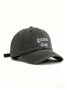 BONNY BOOM 1顶“GAMEDAY”网眼棒球帽，男女通用遮阳帽，可个性化刺绣字母，户外防晒休闲帽，适合春秋季旅行和海滩，是送给家人和朋友的完美父亲节礼物 - 黑色 - 查看 3