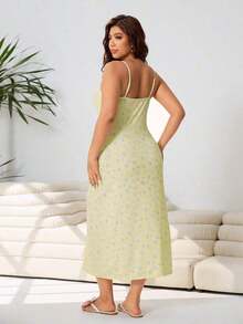 Vestido largo de mujer talla grande con estampado de lunares, tirantes finos, para playa, atuendo primaveral, fiesta de vacaciones, vestido hawaiano, vestido casual de mujer, vestido largo casual con espalda abierta, estampado floral y bajo con a - Multicolor 3 - Ver 2
