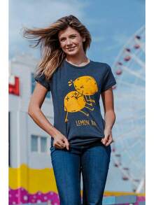 Women's Lemonade Print T-Shirt, Funny First Aid And CPR Joke T-Shirt For Ladies, Funny Women's T-Shirts, Cute Vintage Fashion Casual T-Shirt For Ladies, Gift - 黑色 - 查看 4