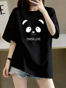 Playera 180g Camisetas para mujer Unisex Premium - Camiseta Oversize Y2K con Estampado de Artista - Top Urbano Casual Estilo Hip Hop y Rock - Ropa de Calle Versátil para Festivales - Negro - Ver 1