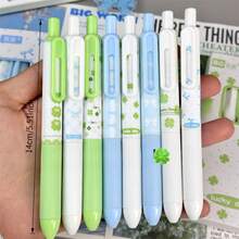 4 cây bút bi ngòi rút hình sao & cỏ bốn lá, ngòi 0.5mm, mực đen, trang trí cỏ bốn lá, văn phòng phẩm, quà tặng tựu trường, bút viết nhật ký - Bút hình cỏ bốn lá - Xem 4