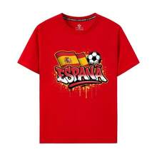 Spain National Team 2026 World Cup Fan Jersey, Short Sleeve, Graffiti Style, Pure Cotton, Unisex, Supporter Apparel - 白色 - 查看 3