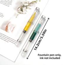 1pc Transparent Soft Curved Nib Fountain Pen, Chinese Calligraphy Writing Tool Compatible With Color Ink, Clear Plastic Body For Ink Viewing, Smooth Precise Lines For Practice, Office And Art Use 14+ Teen Toy, Back To School - 0.38mm - View 3