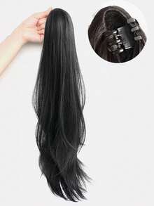 Fashion Long Wig For Women, Blonde Wavy High Ponytail Clip-On Hair Extension - Multicolor - View 7