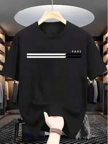 Soft Soft Men's Crew Neck Short Sleeve T-Shirt. Casual Style With Modern And Comfortable Prints. For Men And Women, Couple Style, Short Sleeve T-Shirt With  Pattern Print - 黑色3 - 查看 7