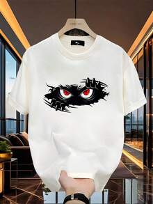 1 Piece Of High Quality Brand Men's Pure Cotton Short Sleeve T-Shirt, Korean Summer Style, Printed, Casual And Versatile, Men's Clothing, 180g, 100% Cotton. - 黑色 - 查看 6