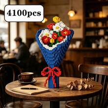 Eternal Flower Bouquet Building Blocks, DIY Mini Particle Bricks, Unfading Floral Decor, Desktop Home Decoration, Perfect Gift For Graduation/Birthday/Valentine's Day - Multicolor - View 13