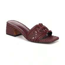 Sam Edelman Women's Waylon Block-Heel Slide Sandals |  | Women Flip-Flops - 磚棕色皮革 - 查看 1