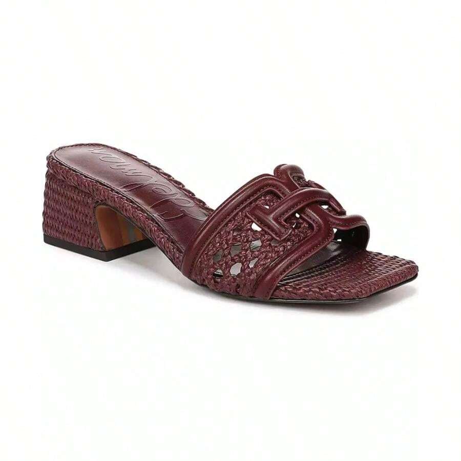Sam Edelman Women's Waylon Block-Heel Slide Sandals | | Women Flip-Flops - 磚棕色皮革 - 查看 1