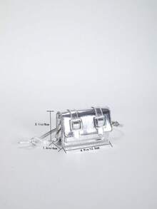 New Mini Square Bag For Spring/Summer, Decorated With Belt, Flap Opening, Chain & Belt Strap, Small Capacity Lightweight Minimalist Crossbody Bag - Silver - View 5