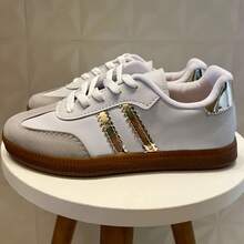 Women's Casual  Sneakers - Comfortable For Everyday Use - White/Gold - View 5