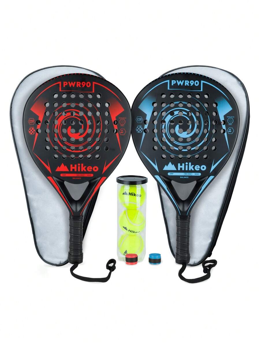 Hikeo 2 Padel Rackets With Covers, Balls And Grips. Carbon Fiber Rackets - Multicolor - View 1