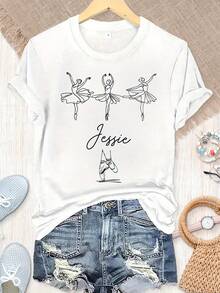 Camiseta de ballet personalizada con nombre, camiseta de bailarina, camiseta de ballet personalizada, regalo de ballet, camiseta para equipo de ballet, regalo para bailarinas, 100% algodón. - Blanco - Ver 7