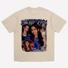 American Style Short Sleeve T-Shirt From The Fashion Brand For Men And Women, From The "Apocalypse" Concert Tour Of Heavyweight R&B Singer 240G, Deng Ziqi. - 白色 - 查看 3