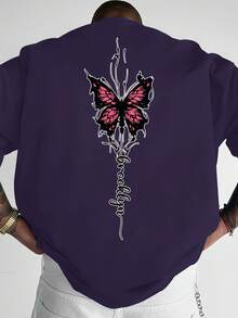 Camiseta de manga corta holgada para hombre, nueva moda de verano, con estampado sencillo de "Brooklyn Butterfly", estilo casual versátil para deportes al aire libre, correr, ir de compras y fiestas temáticas, de poliéster suave, lavable a máquina. - Blanco - Ver 8