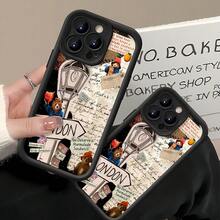 Tema de Londres rojo y azul del oso Paddingtonfunda de teléfono Fundas compatibles con ,Apple,VIVO,OPPO,,, y Honor.Fabricadas en silicona TPU,ofrecen protección contra golpes y caídas.regalos para mamá - Negro - Ver 4