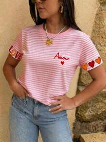 Women's T-Shirt, Casual Urban Style, Short Sleeve Graphic T-Shirt, Cute Summer T-Shirt - 彩色 - 查看 1