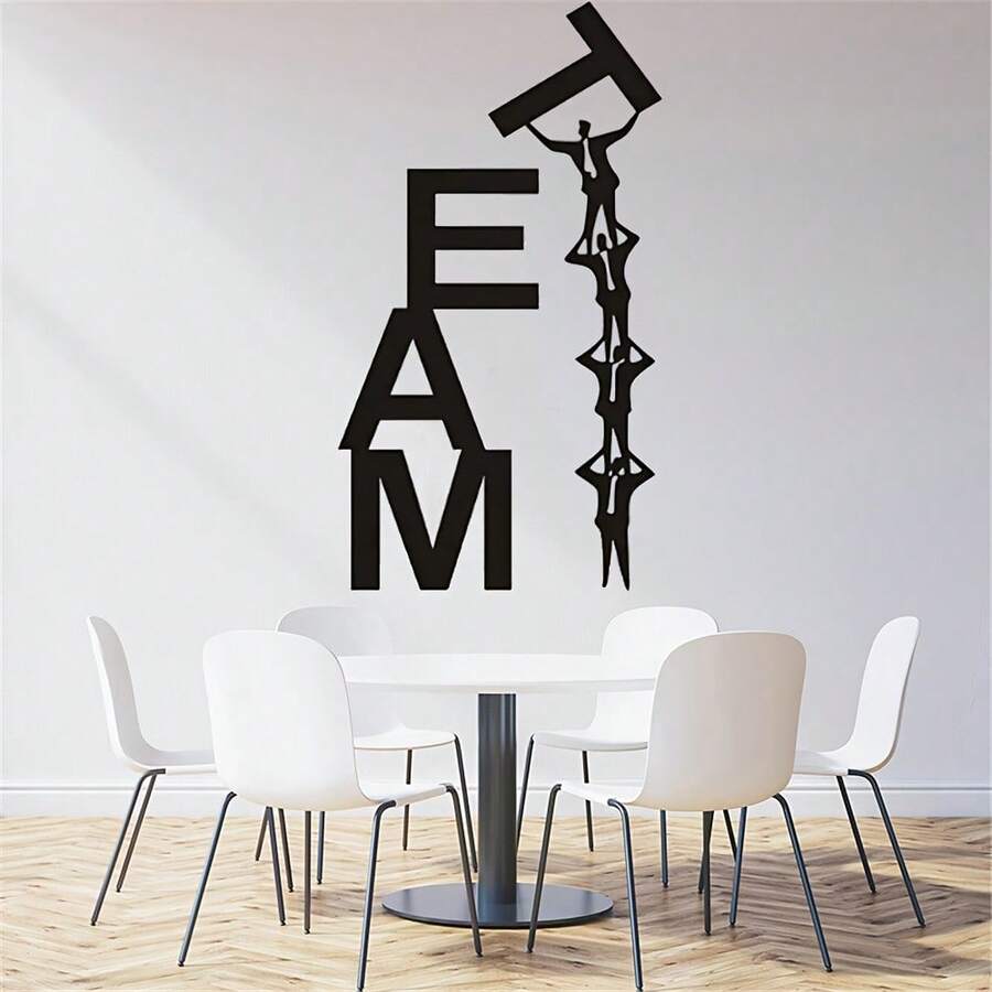 1pc Inspirational Wall Sticker, Team Work Self-Adhesive Stickers, Study Classroom Bedroom Office School Decoration Home - C - View 1