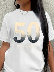 Lightweight Short-Sleeved T-Shirts, Perfect As A Birthday Gift For Men And Women Celebrating Their 50th Birthday, Ideal For Parties And Casual Outings From 1975 To 2026. Women's Casual Blouse - 白色 - 查看 1
