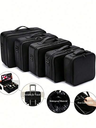 Túi đựng mỹ phẩm dung tích lớn - Túi đựng đồ trang điểm du lịch xách tay - Túi có ngăn đựng hình xăm, dụng cụ làm móng và mỹ phẩm - 3 ngăn có dây đeo vai (tay cầm bằng PU và thanh tay cầm có dây đeo vai) - Túi đựng dụng cụ chống thấm nước và chống mài mòn