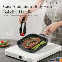7 Inch Nonstick Small Grill Pan For Indoor Cooking, Versatile Induction Square Grilling Skillet Steak Pan For Stove Tops,  Free, Black - Black - View 5