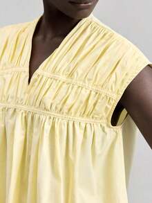 Ontre 2026SS Nueva Blusa para Mujer, Tejido Tejido, Estilo Urbano Elegante Casual, Moda Minimalista para Ir al Trabajo - Amarillo - Ver 5