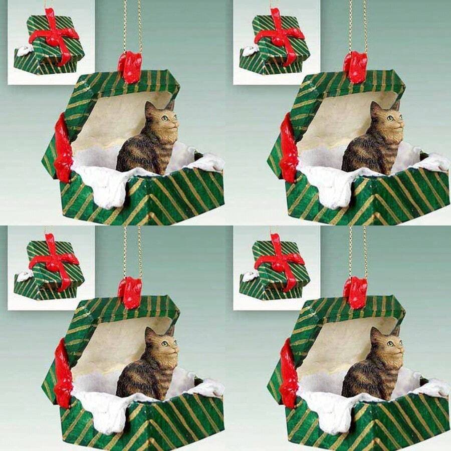Maine  Cat Caja de Regalo de Navidad Ornamento café Delightful. - Marrn - Ver 1
