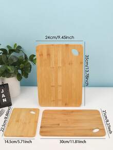 3pcs/Set Reversible Cutting Board For Food Prep & Serving, Cheese Board Set, Charcuterie Board Set, Wooden Chopping Board, Multiple Sizes, Bamboo - Apricot - View 9