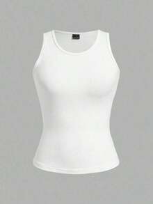 2 piezas de camiseta de tirantes de mujer de ajuste ceñido con estampado minimalista de letras de California en negro y blanco - 95% algodón, para primavera y verano, uso en todas las estaciones, vuelta al colegio, ropa de casa y deporte, estilo re - Blanco - Ver 6